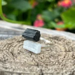 Anel Turmalina Negra e Selenite