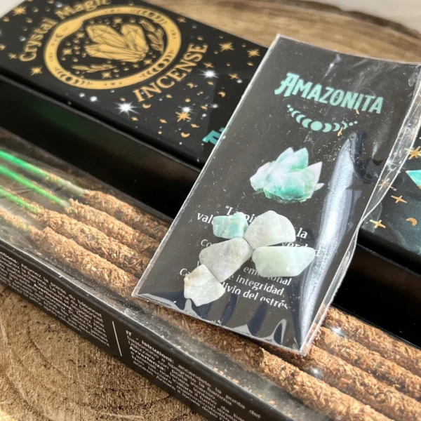 Incenso Amazonite cristal para trabalhar a confiança