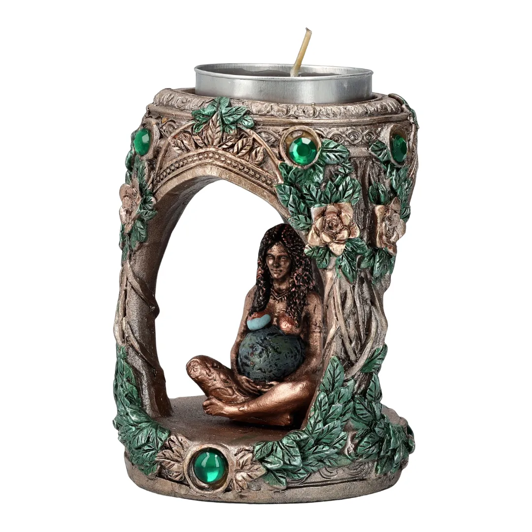 Porta-Velas Deusa Gaia com vela tealight incluida