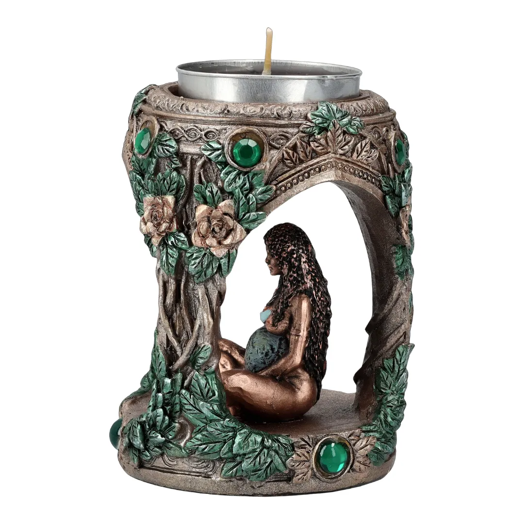 Porta-Velas Deusa Gaia , Mãe Terra
