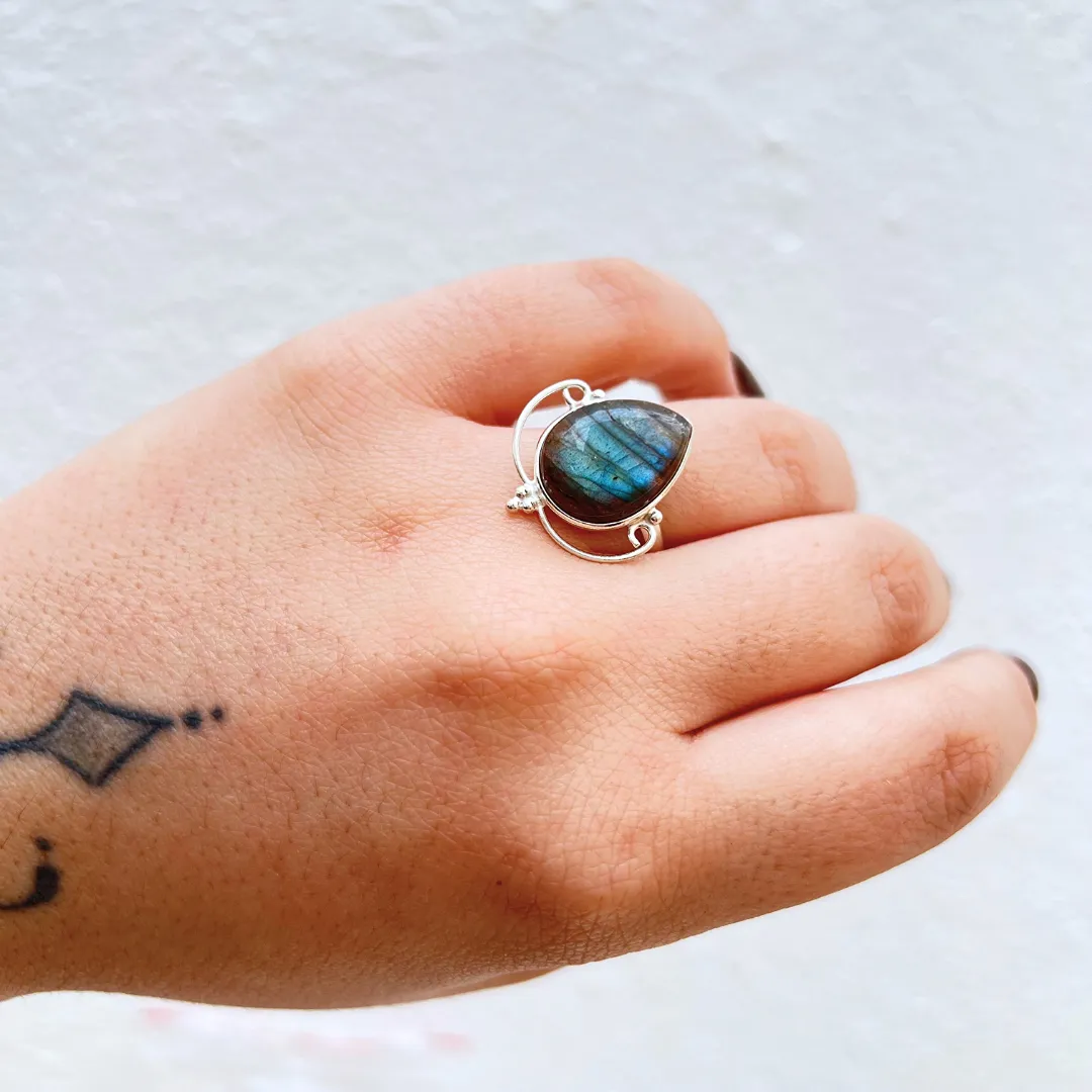 Anel Labradorite disponivel na Sol Lua Milfontes