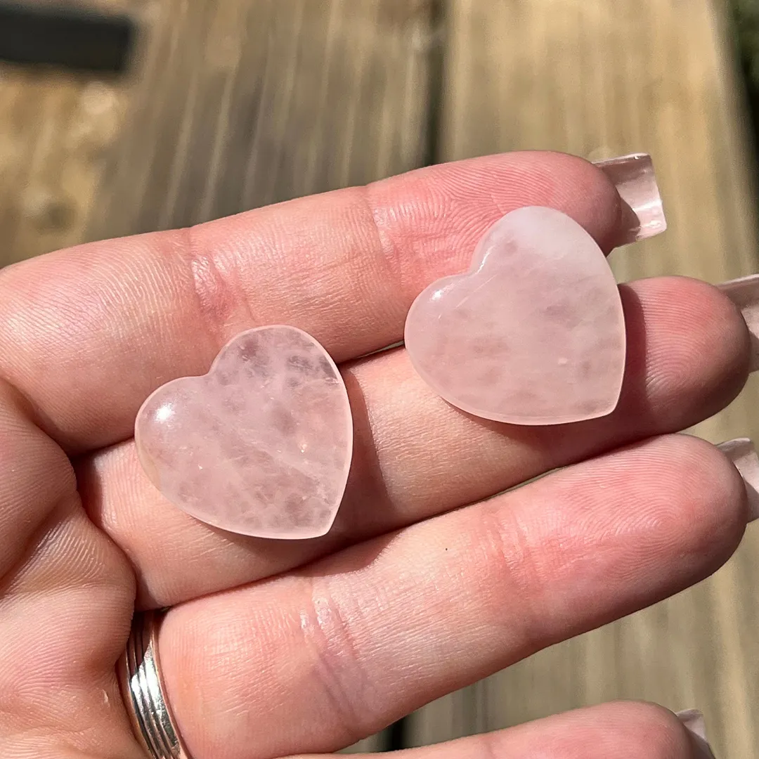 Coração Quartzo Rosa, cristal 100% natural