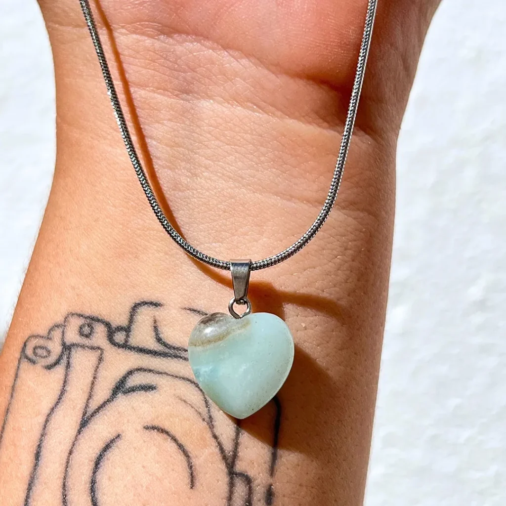 Pendente Coração Amazonite Multicolor em Vila Nova de Milfontes