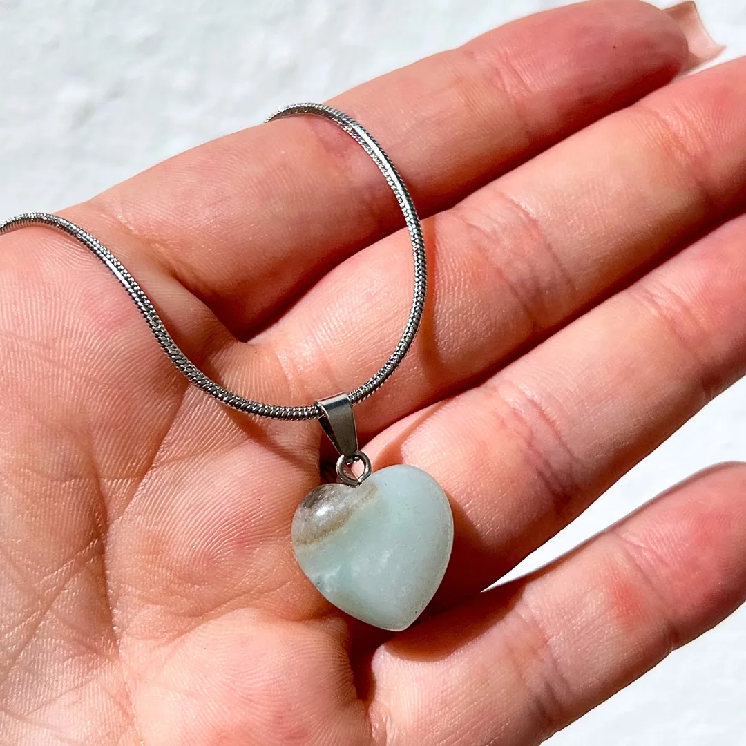 Pendente Coração Amazonite Multicolor disponivel na Sol Lua Milfontes