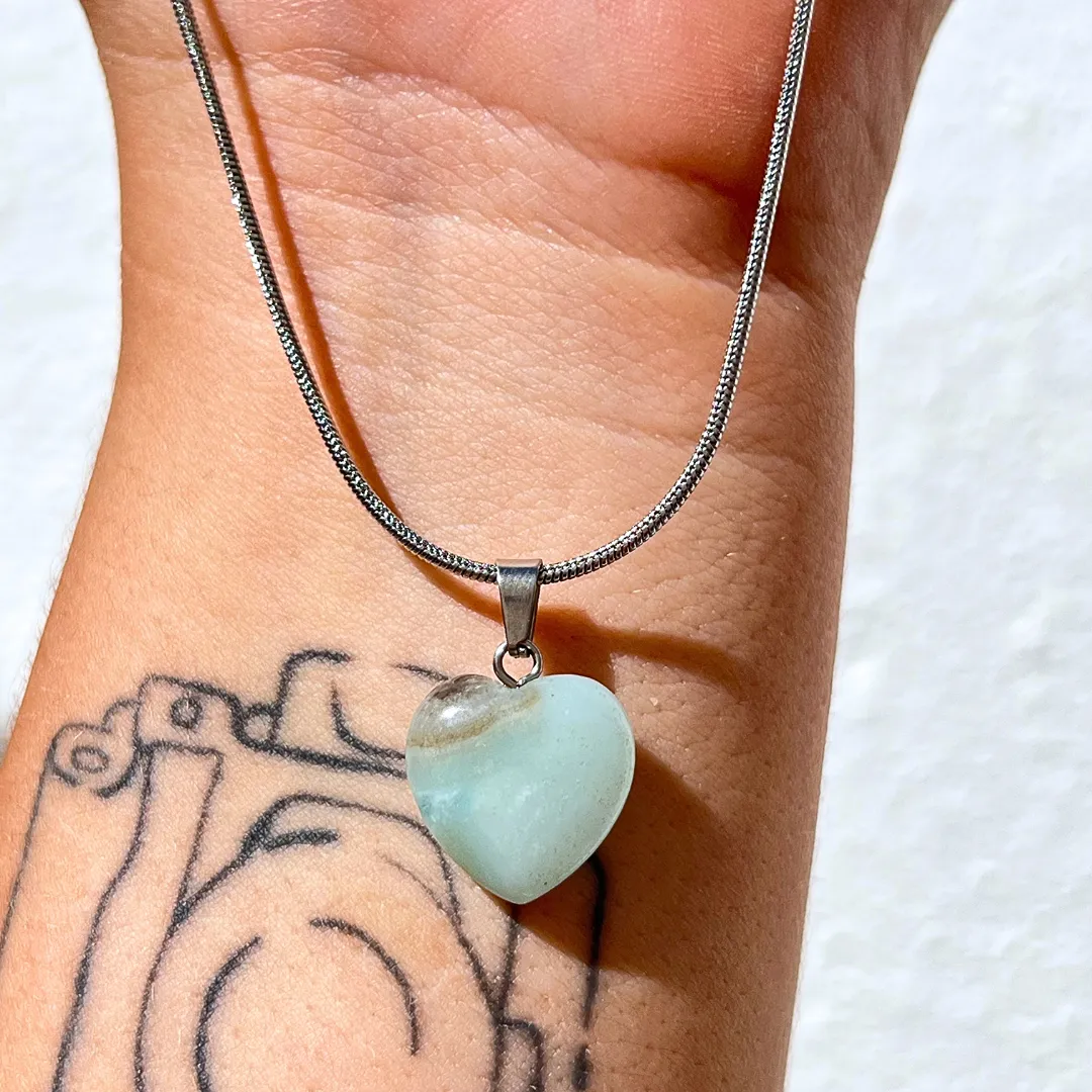Pendente Coração Amazonite Multicolor em Vila Nova de Milfontes