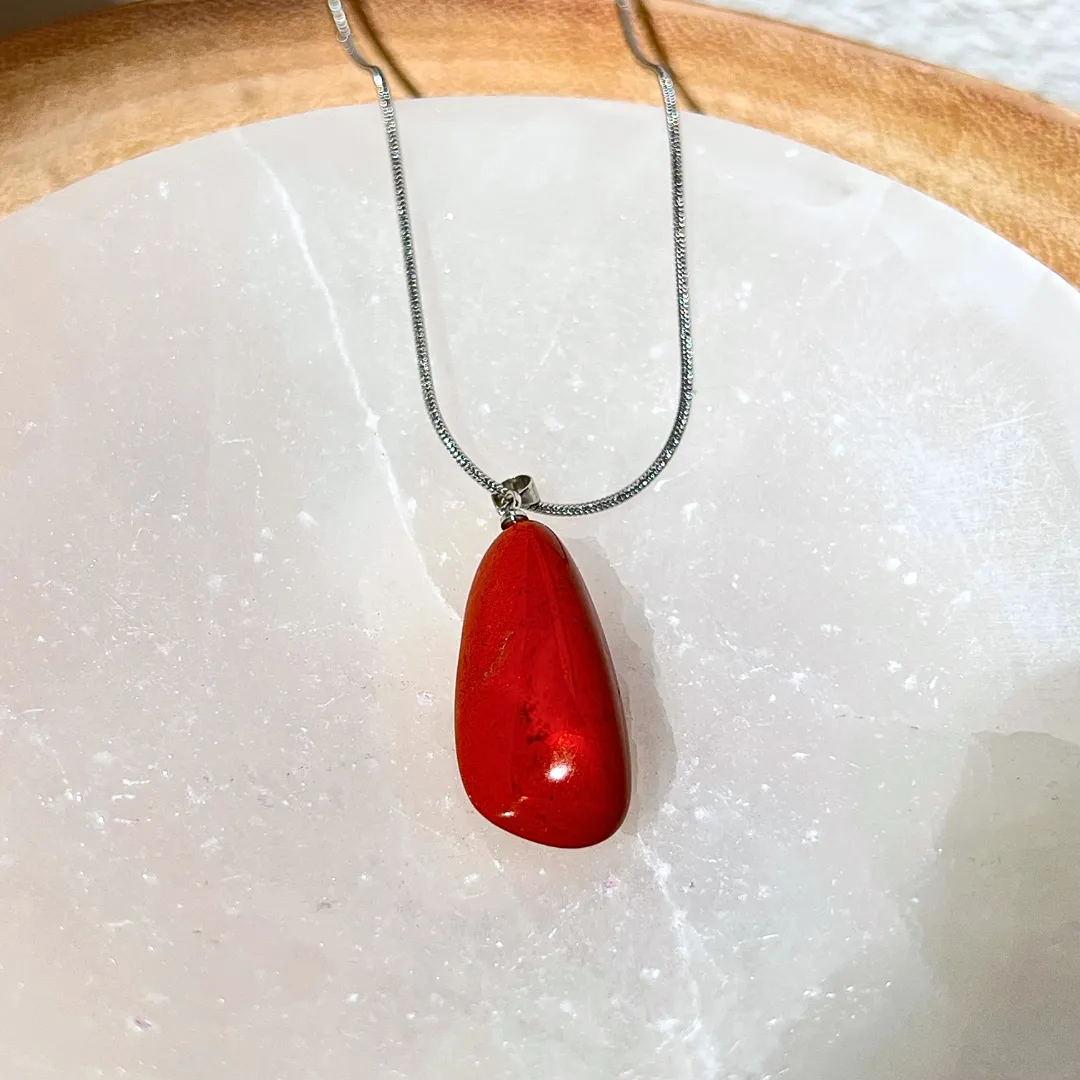 Pendente Jaspe Vermelho, cristal 100% natural