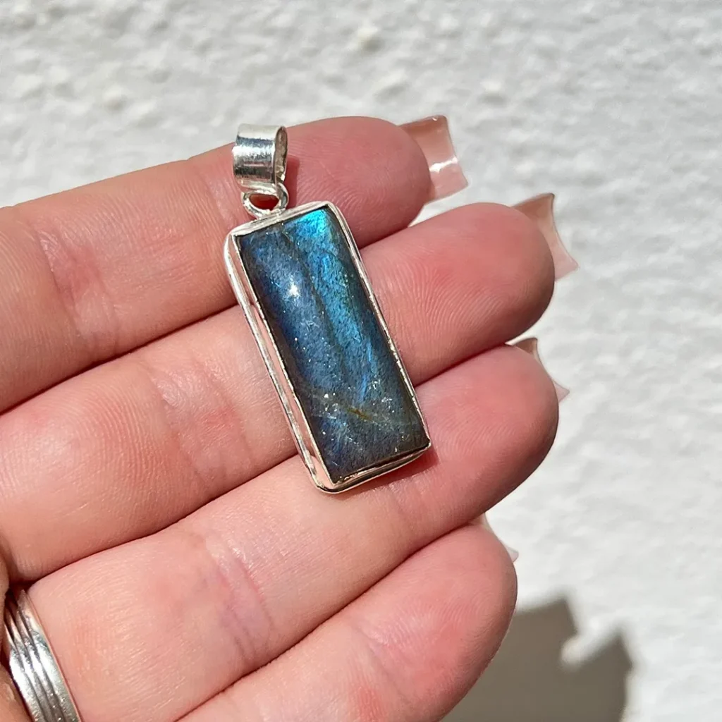 Pendente Labradorite Rectangular, cristal 100% natural