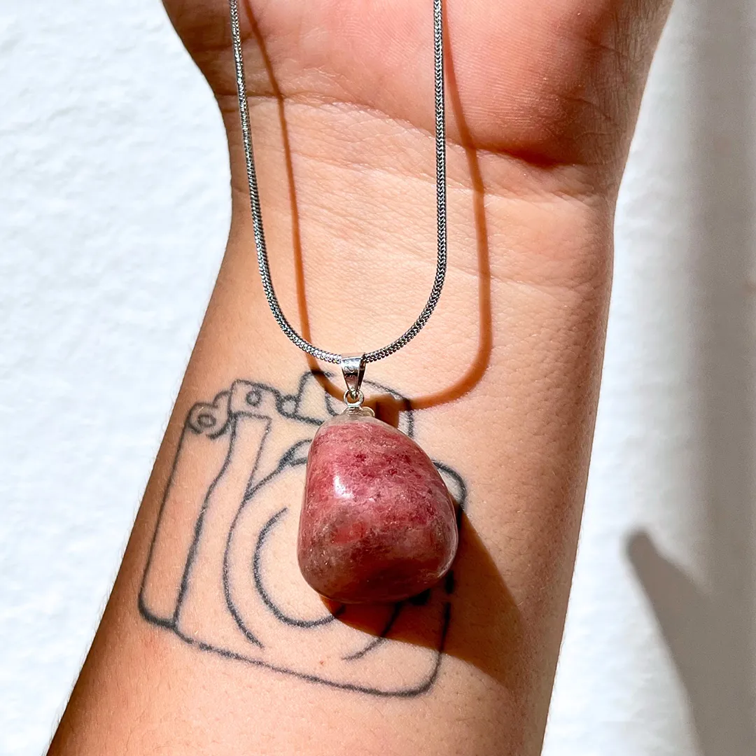 Pendente Rodonite , cristal 100% natural