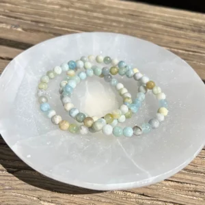 Pulseira Água Marinha 6mm, cristal para acalmar ansiedade