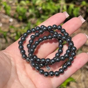 Pulseira Hematite 6mm Criança, cristal 100% natural