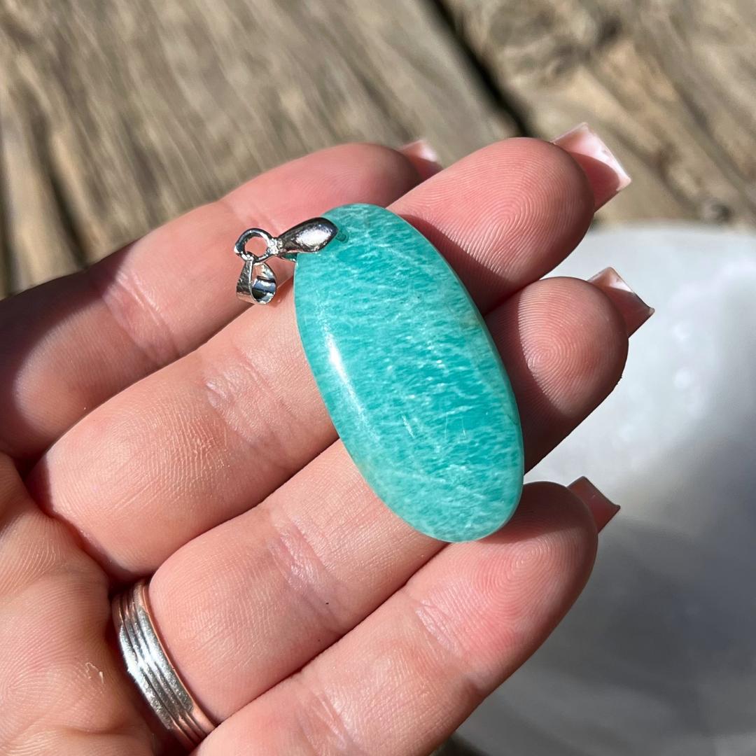 Pendente Amazonite Plano, cristal 100% natural