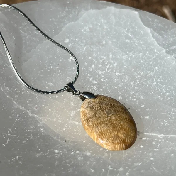 Pendente Jaspe Coral, cristal 100% natural